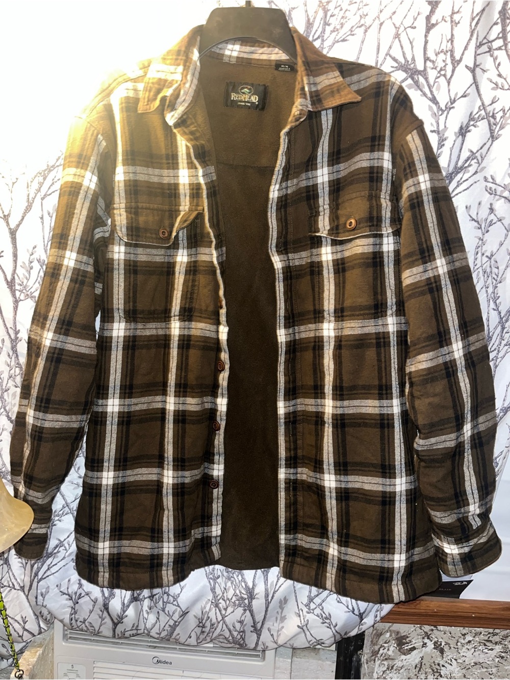 RedHead Brown and White Plaid Shirt Jacket